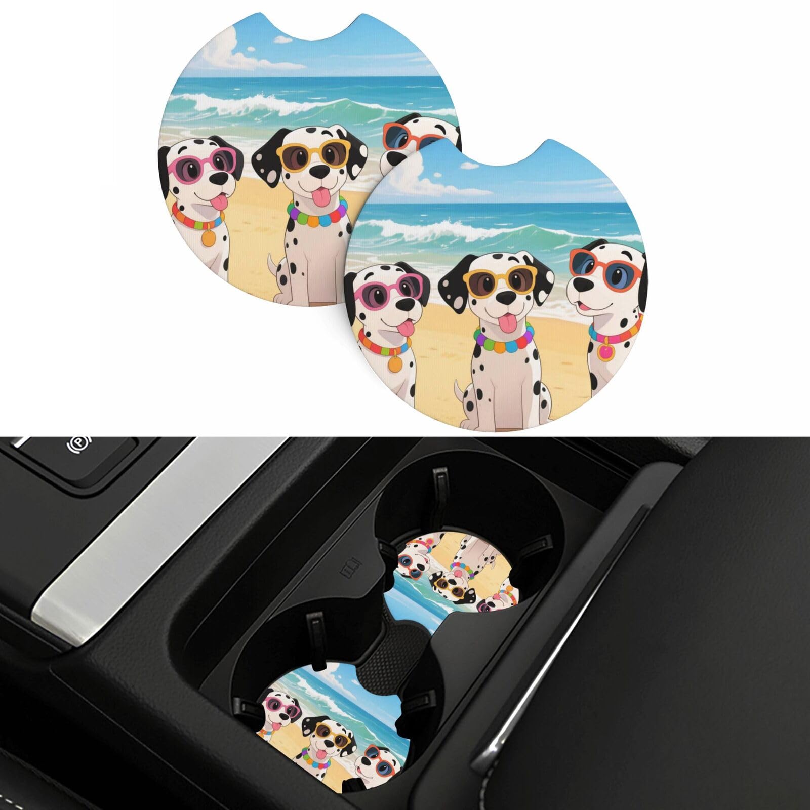 2 Pack Car Coasters,2.7" Universal Car Cup Holder Coasters Non-Slip Neoprene Cup Pad Mat Coaster Car Interior Accessories for Women Men Beach Dogs
