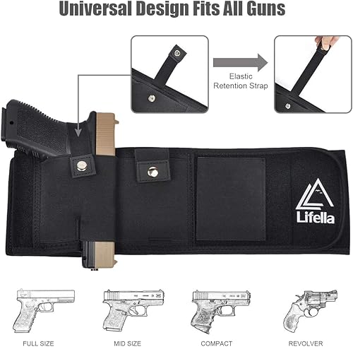 Miniatura 4 de Funda de banda para el vientre para salida oculta, color negro, interior de cintura, pistola, pistola, funda táctica con bolsa para revista, para