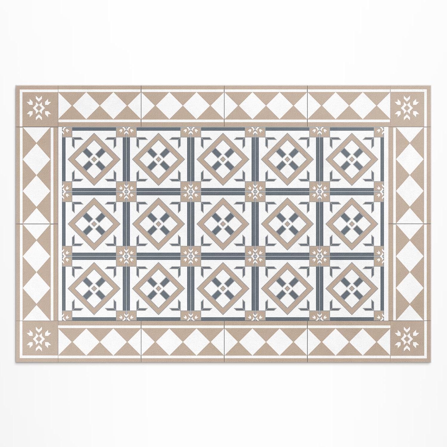 Tapis d'extérieur 120x180 cm en PVC motif rectangle losange pour balcon