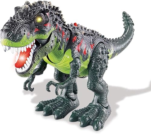 PowerTRC Juguete de dinosaurio T-Rex para niños  Luces LED y sonidos realistas de dinosaurios  Divertido juguete educativo prehistórico