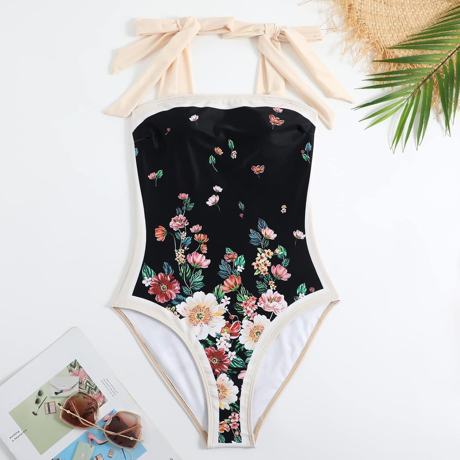 Women One Piece Swimsuit with Matching Cover Ups Floral Sexy Bikini Sets High Cut Push Up Two Pieces Bathing Suit - Image 6