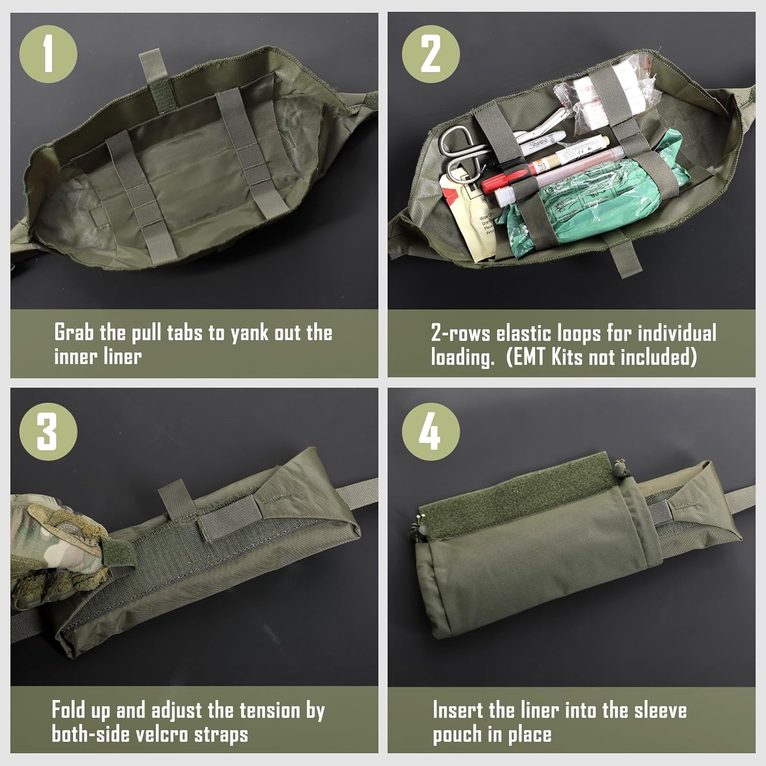 WYNEX Tactical First Aid Drop Dump Pouch, 2 Pack Shoulder Strap Pad for Vest Carrier, Medical Trauma Roll Up Drop Pouch Tactical Plate Shoulder Pads Vest Accessories