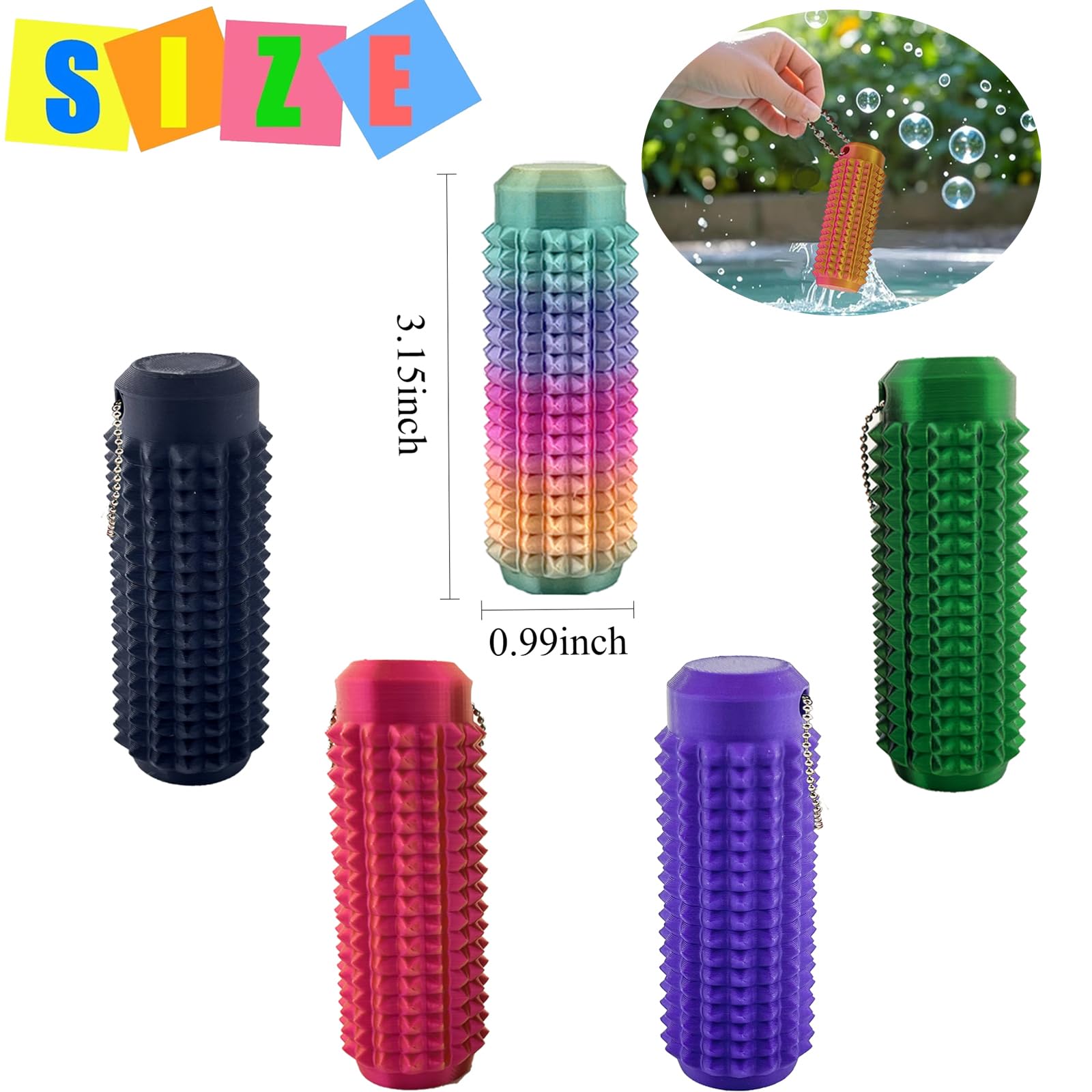 Jouet Fidget Portable Spiky Grippie - Porte-clés à Picots Pour Soulager Stress Et Anxiété - Impression 3D - Multi-couleurs - Cadeau Fantaisie - 11