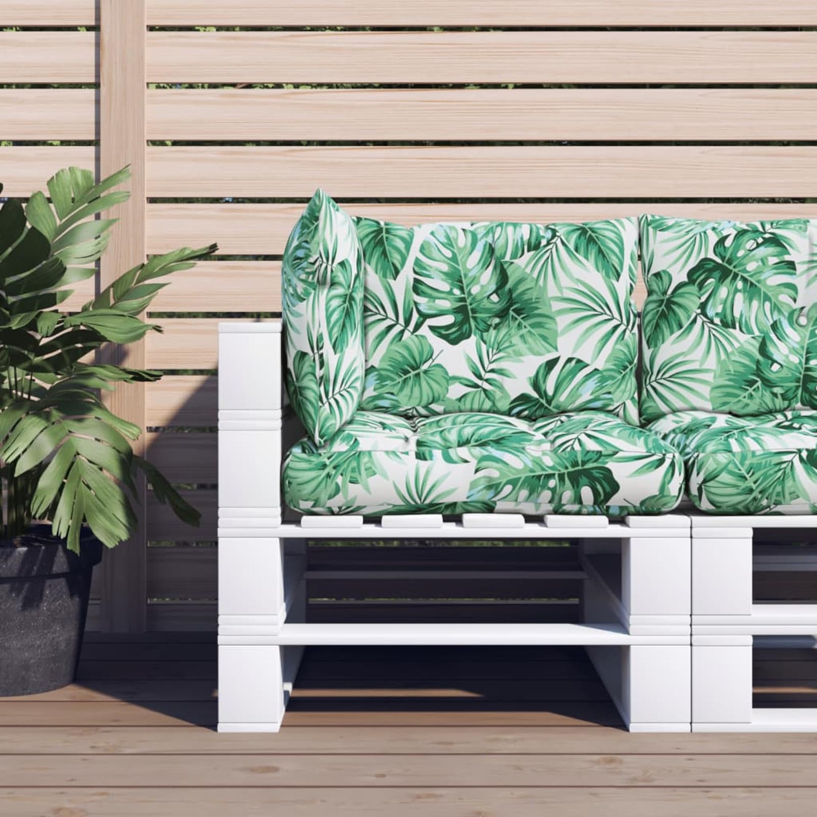 Cuscini per pallet 3 Unità Tessuto Stampa di Foglie, Cuscini Esterno Giardino, Cuscino Pavimento, Cuscino Amaca Esterna, Grandi Cuscini Giardino, Cuscini Da Seduta SPU:360868