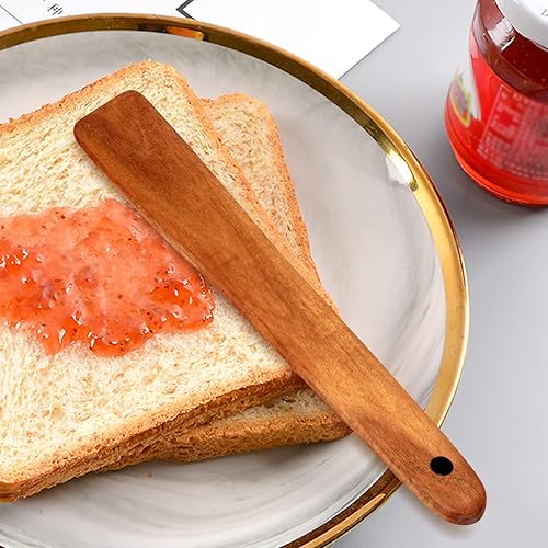Miniatura 9 de Espátula plana de madera para utensilios de cocina, herramienta de cocina, espátulas raspadoras de madera de teca, espátulas no tóxicas, espátulas
