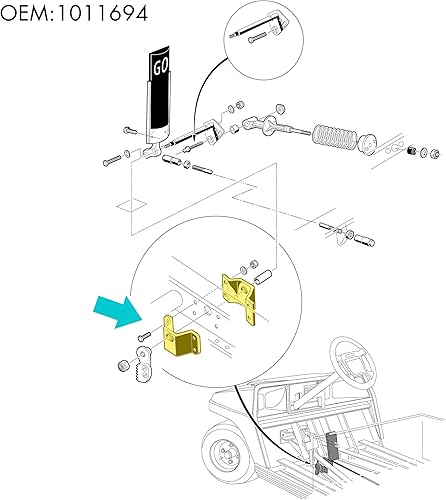Miniatura 3 de 10L0L Soporte y buje para barra de acelerador de carrito de golf para Club Car DS Gas y Carros de golf eléctricos Años 1981 y más 1011694