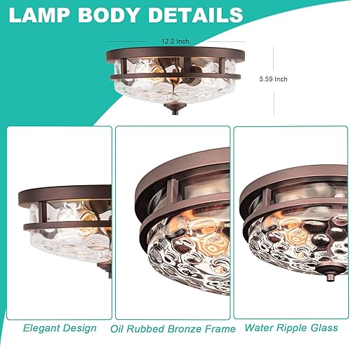 Miniatura 6 de Luces de techo de montaje empotrado, 2 luces de granja cerca del techo, lámpara de techo industrial para cocina, pasillo, dormitorio, sala de estar,