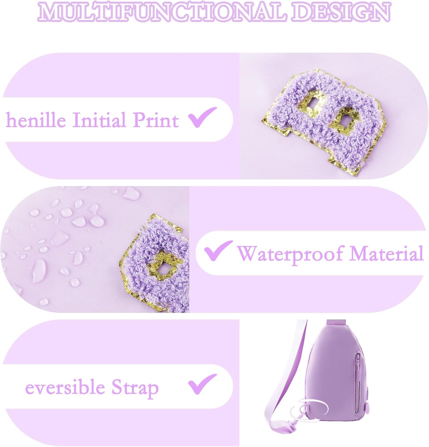 ZLFSRQ Small Initial Sling Bag Crossbody Bag for Women Cute Personalized Letter Chest Bag Fanny Pack Cross Body Purse - Image 5