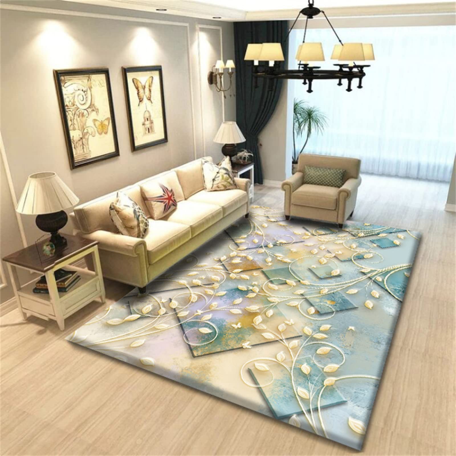 Tapis terrasse multicolore grand format 160x200 carpette salon et entrée