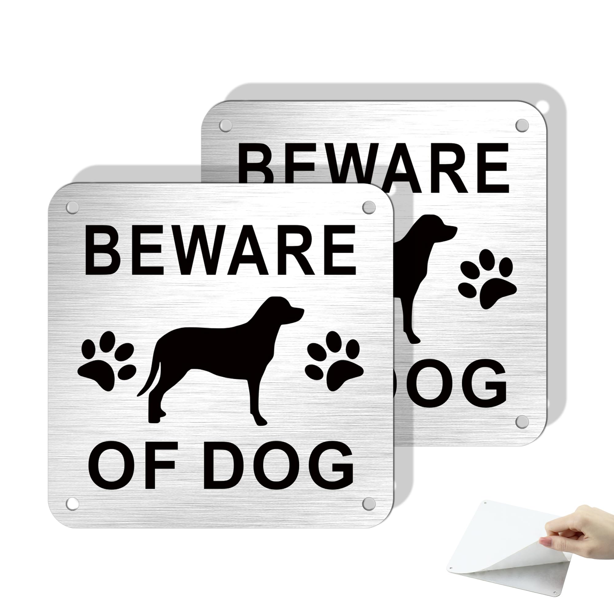 Hivia 10x10cm Beware of Dog Sign 2-Pack, Aluminium Metal