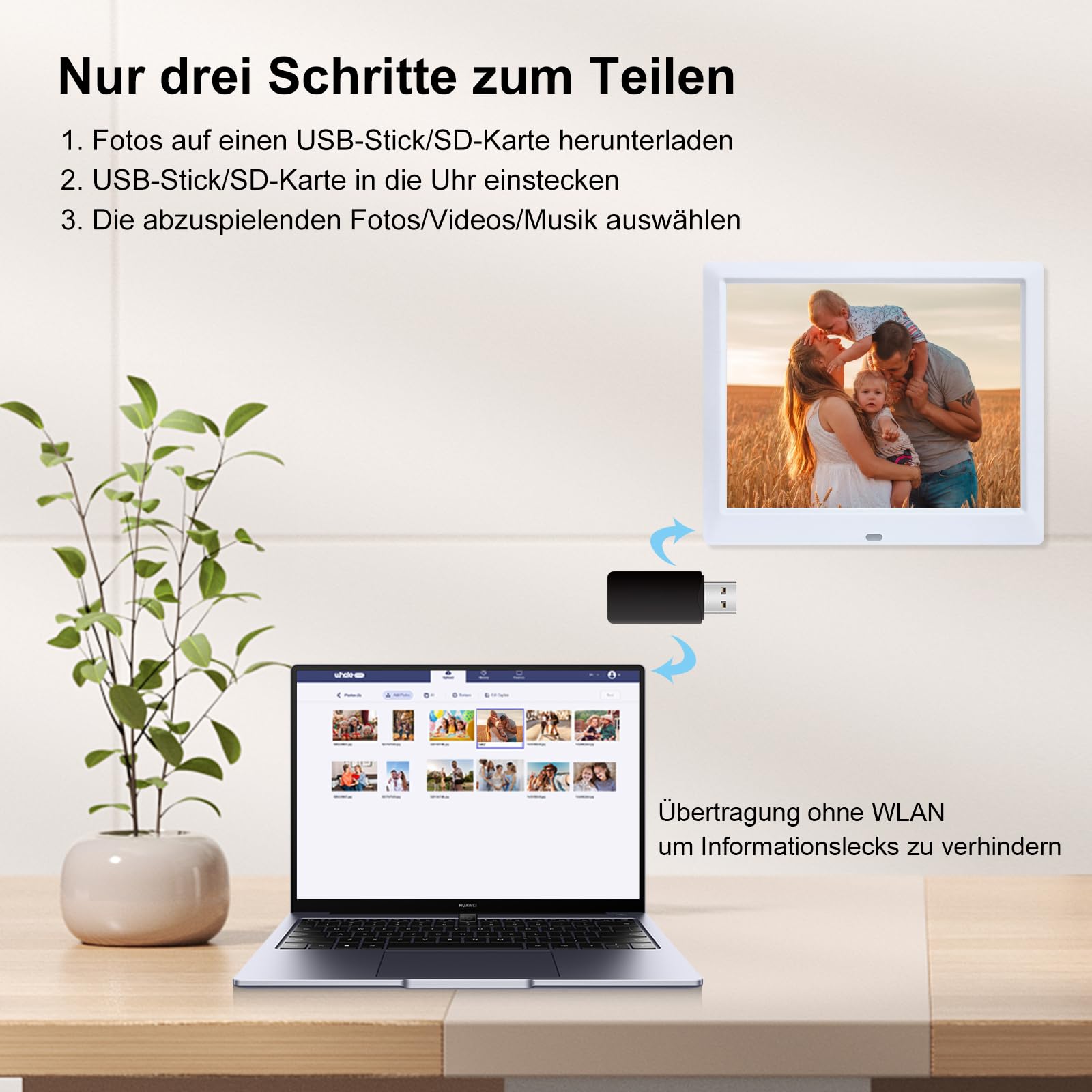 OBVHNUA Digitaler Bilderrahmen 10,1 Zoll - IPS Display, 1280x800 | USB/SD, Ohne WLAN