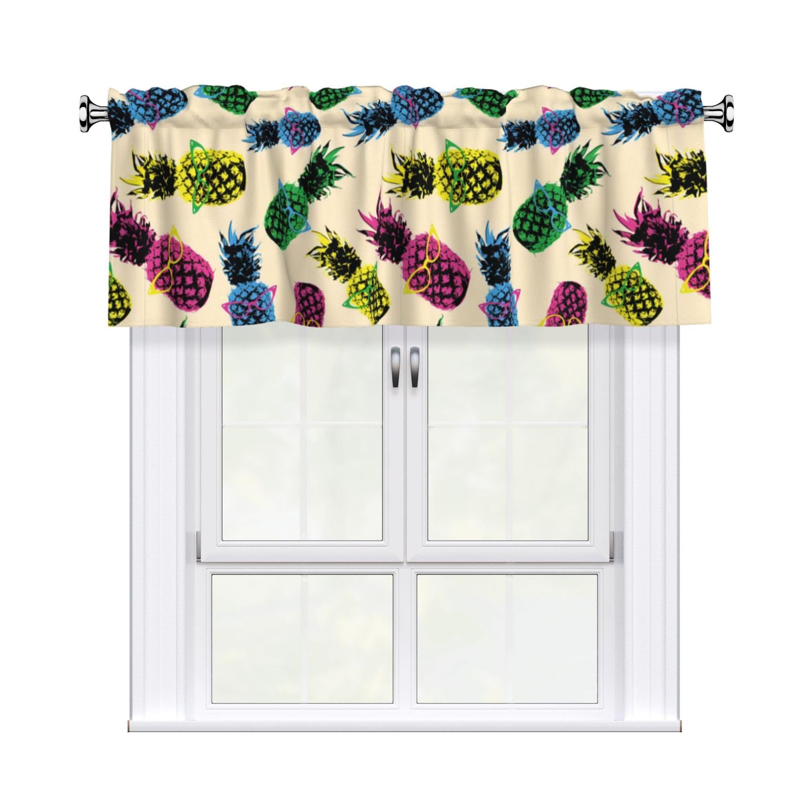 YYHHAOFA Retro Pineapple Prints Durable Kitchen Window Layer – 54x18 Inch 100% Polyester Valance with Precision Construction