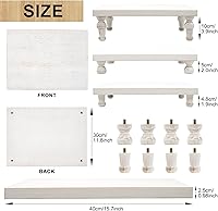 Vista 2 de Bandeja decorativa de madera, soporte de pedestal de madera rústica, soporte de exhibición rústico encalado, barra de café, comedor, centro de mesa