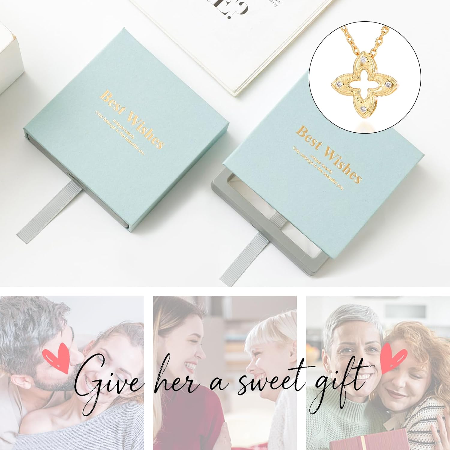 Gold Necklace for Woman, 18K Gold Plated Pendant Necklace, Elegant Cubic Zirconia Pendant, A Stylish Gift for Birthdays, Anniversaries, and Other Occasions. Adjustable Length. Includes Gift Packaging. - Image 6