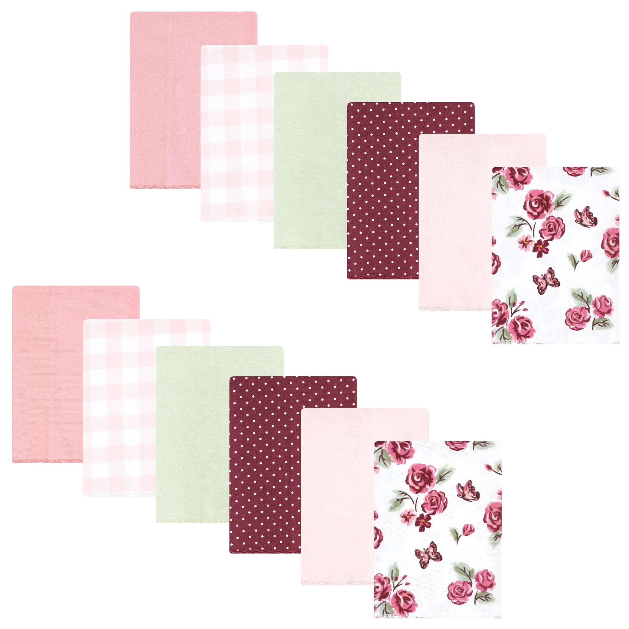 Hudson Baby Unisex Baby Flannel Burp Cloth 12pk, Sweet Roses, One Size