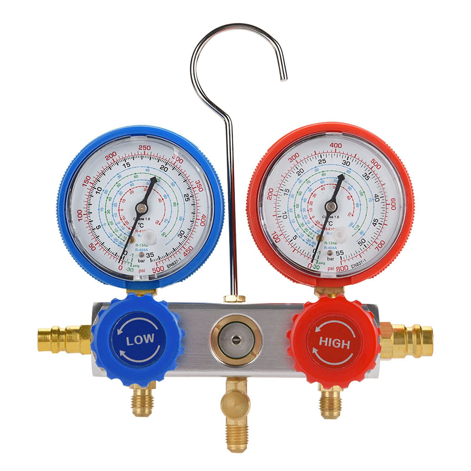 Klimaanlagen Diagnose Werkzeugset, Kältemittel Messgerät mit 3 Schläuchen, 0-500PSI Druckmesser, R134A R12 R22 R404Z R410A Kompatibel, O-Ring-Dichtung