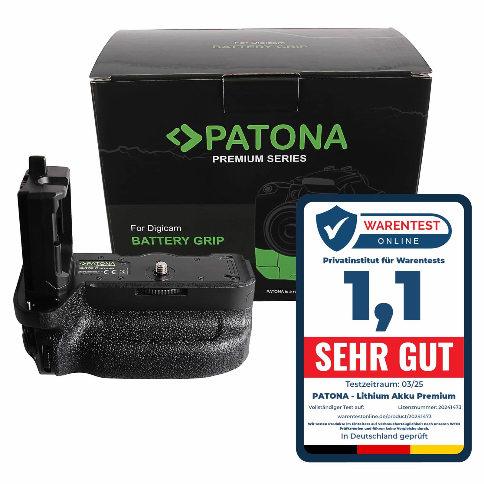 PATONA Impugnatura verticale Premium per Sony A9 II A7 IV A7R IV (come VG-C4EM) con telecomando 2,4G – vano per 2x NP-FZ100 – comandi verticali per ritratti, eventi e lunghe sessioni