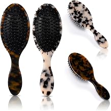 2 Pack Tortoise Shell Hair Brush Cellulose Acetate Paddle Detangler Airbag Brush, Detangling Grooming Tools for Women Men Thick Thin Wavy Wet Dry Damaged HairLight,Tortoise Shell, Ivory