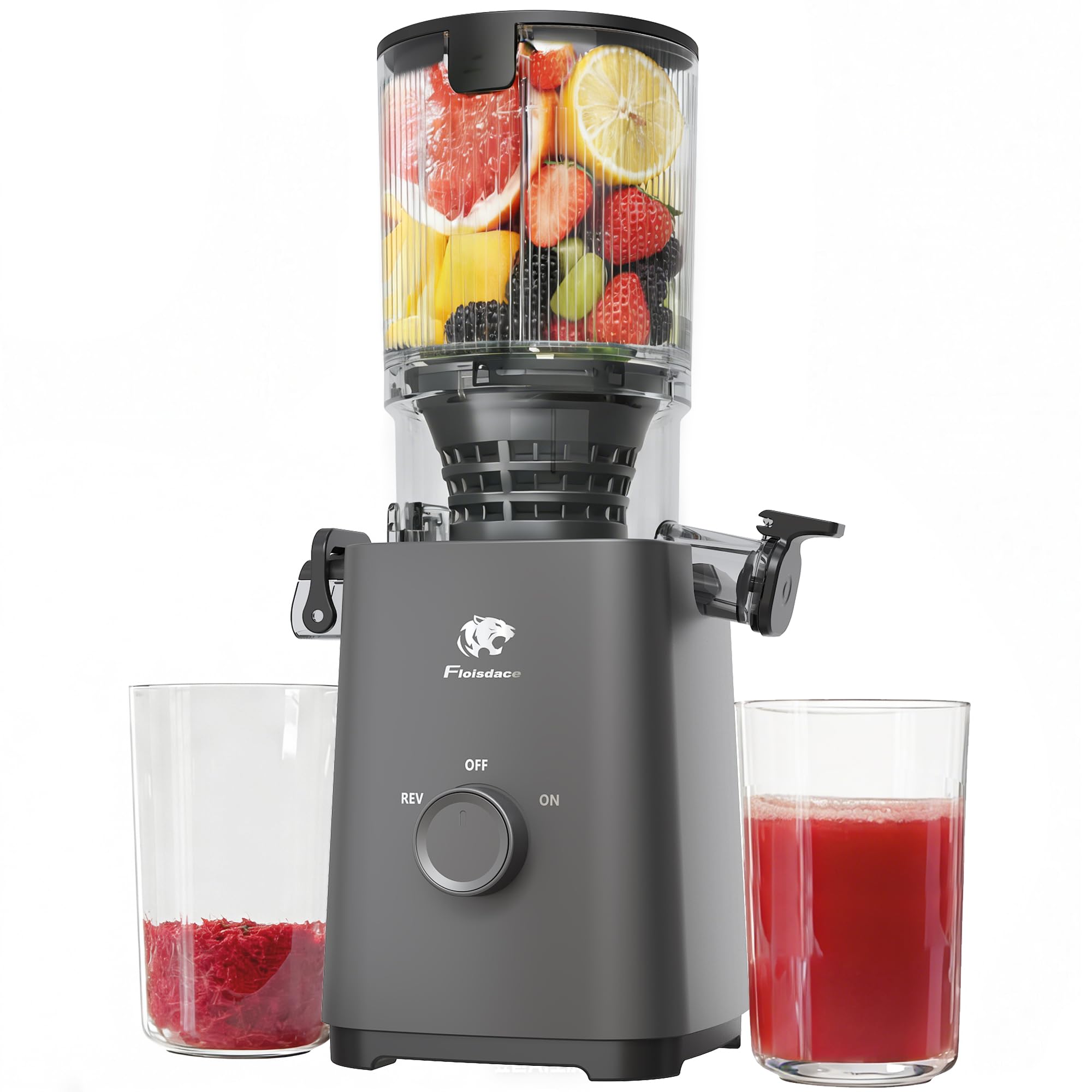 Cold Press Juicer Machines 5 3 Large Feed Chute Slow Masticating Juicer Powerful AC Brushless Motor Fit Whole