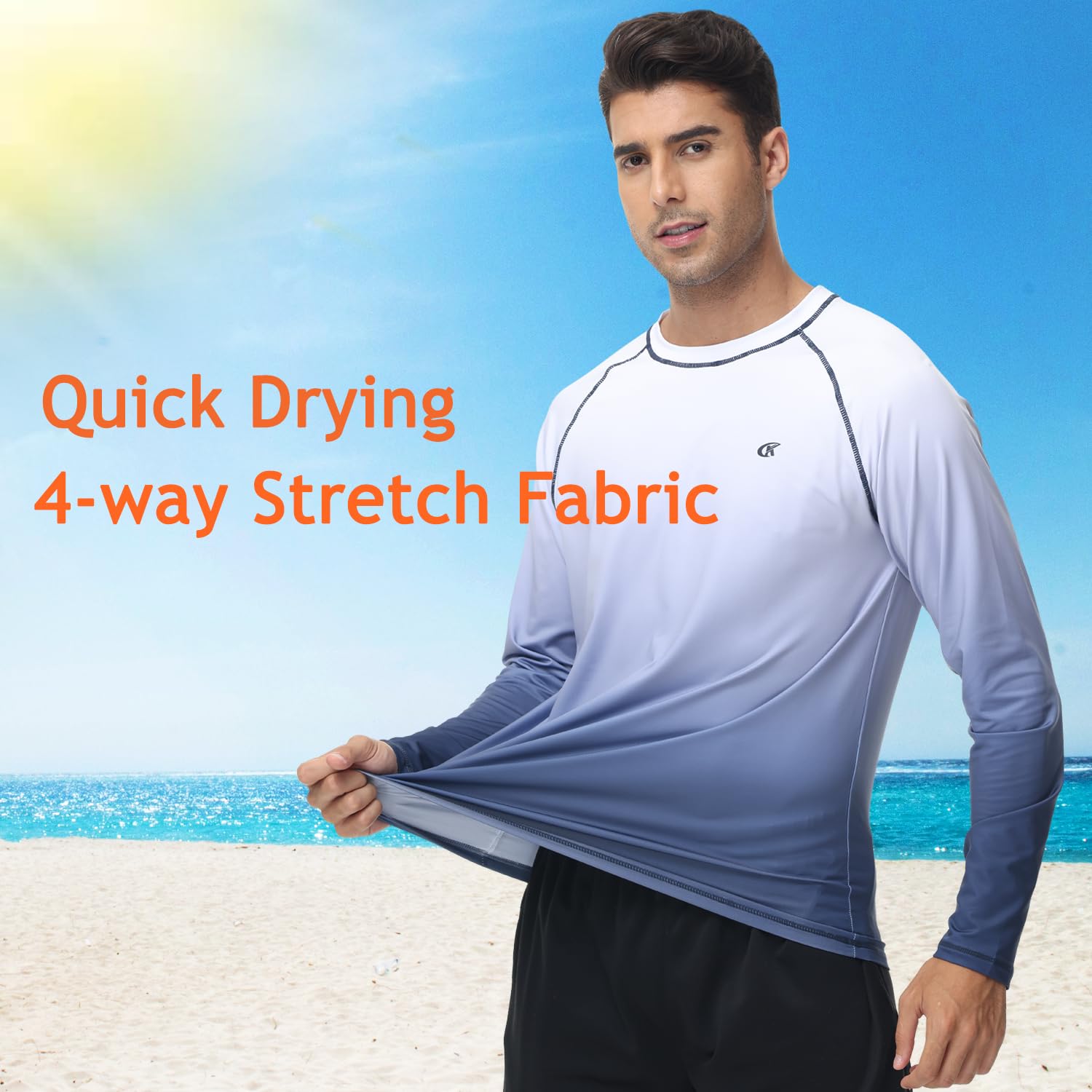 Huayuzh Rashguard T-shirt de natation à manches longues pour homme Séchage rapide Respirant Surf Pêche Randonnée