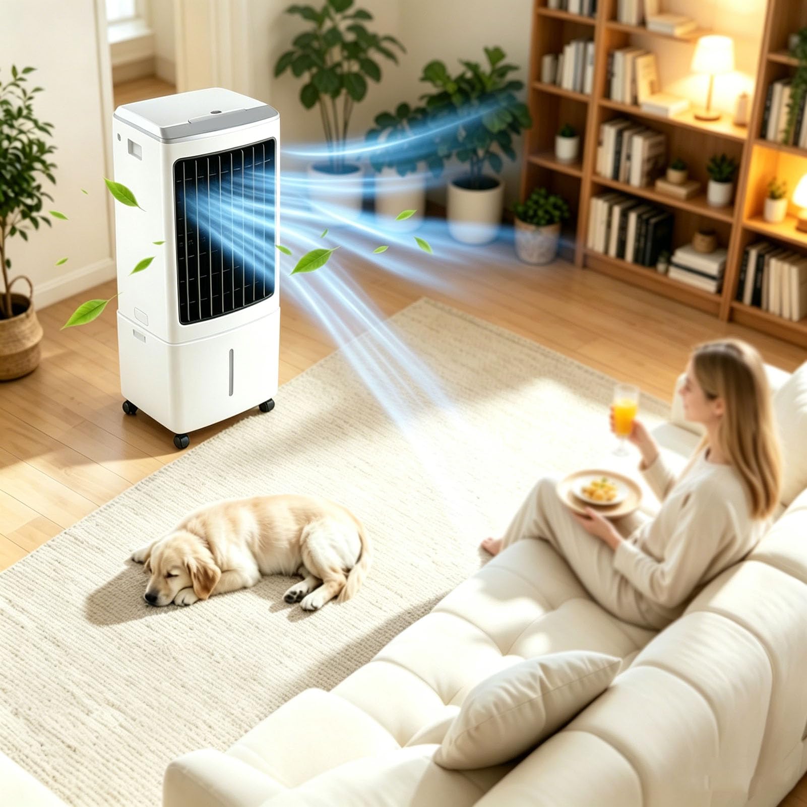 12L Portable Air Conditioner Cooling Fan, 4-in-1 Mobile Evaporative Air Cooler with Remote, Quiet 4 Wind Speeds & 3 Spray Modes, 7.5H Timer, Personal Air Cooler Fan for Home,Office