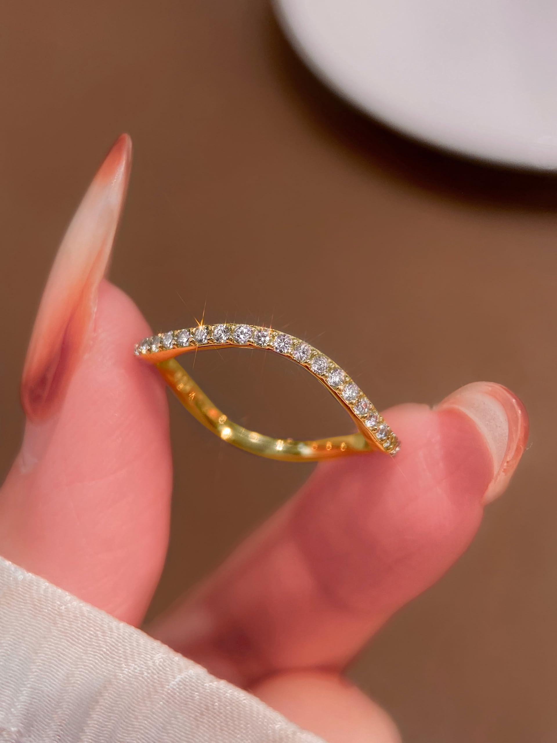 1pc Sterling Silver Ripple Zircon Rings Exquisite For Women Dating Daily Wear Birthday Gifts Occasion Trendy Women's Jewelry Gift