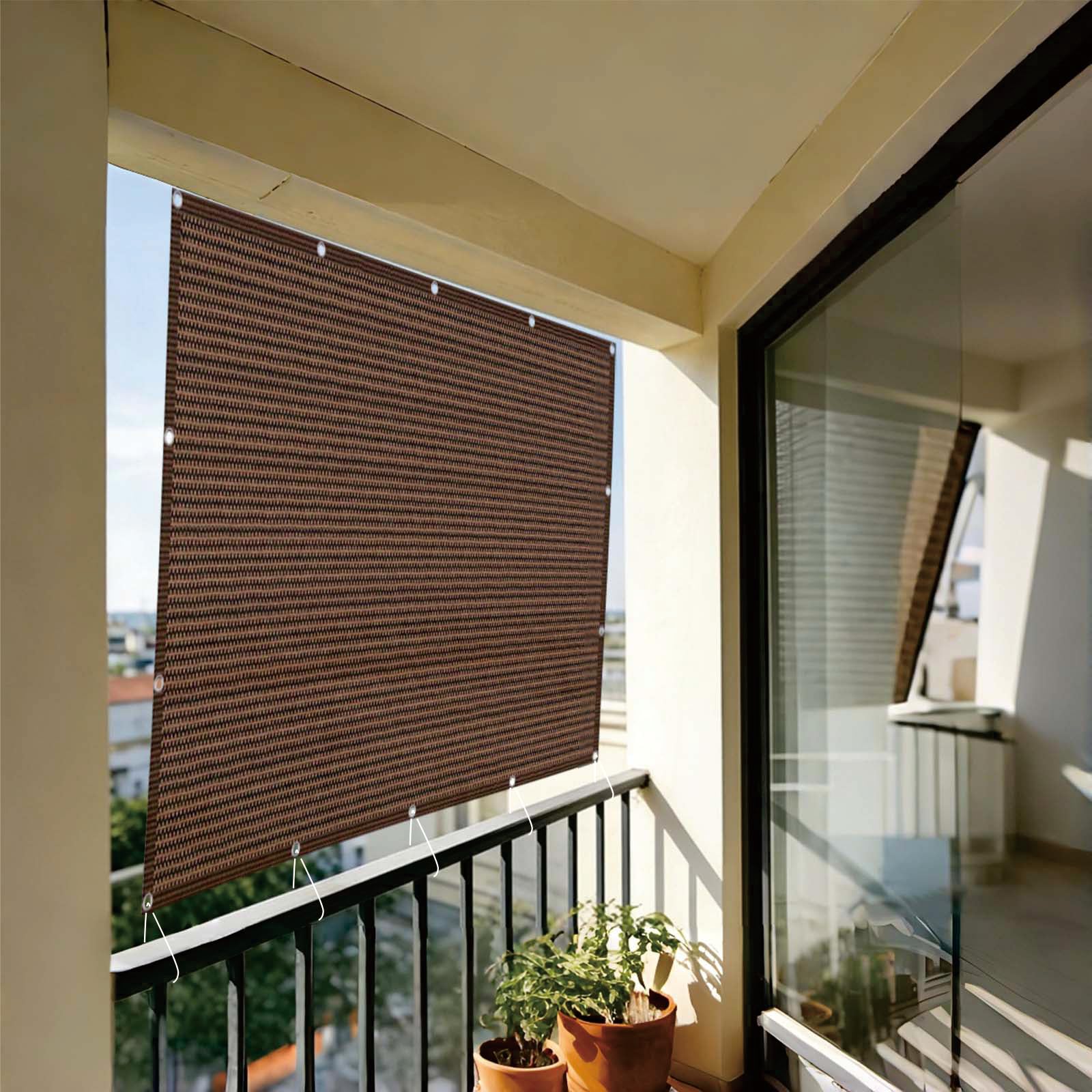 Brise vue jardin anti-UV 95% et indéchirable en HDPE marron