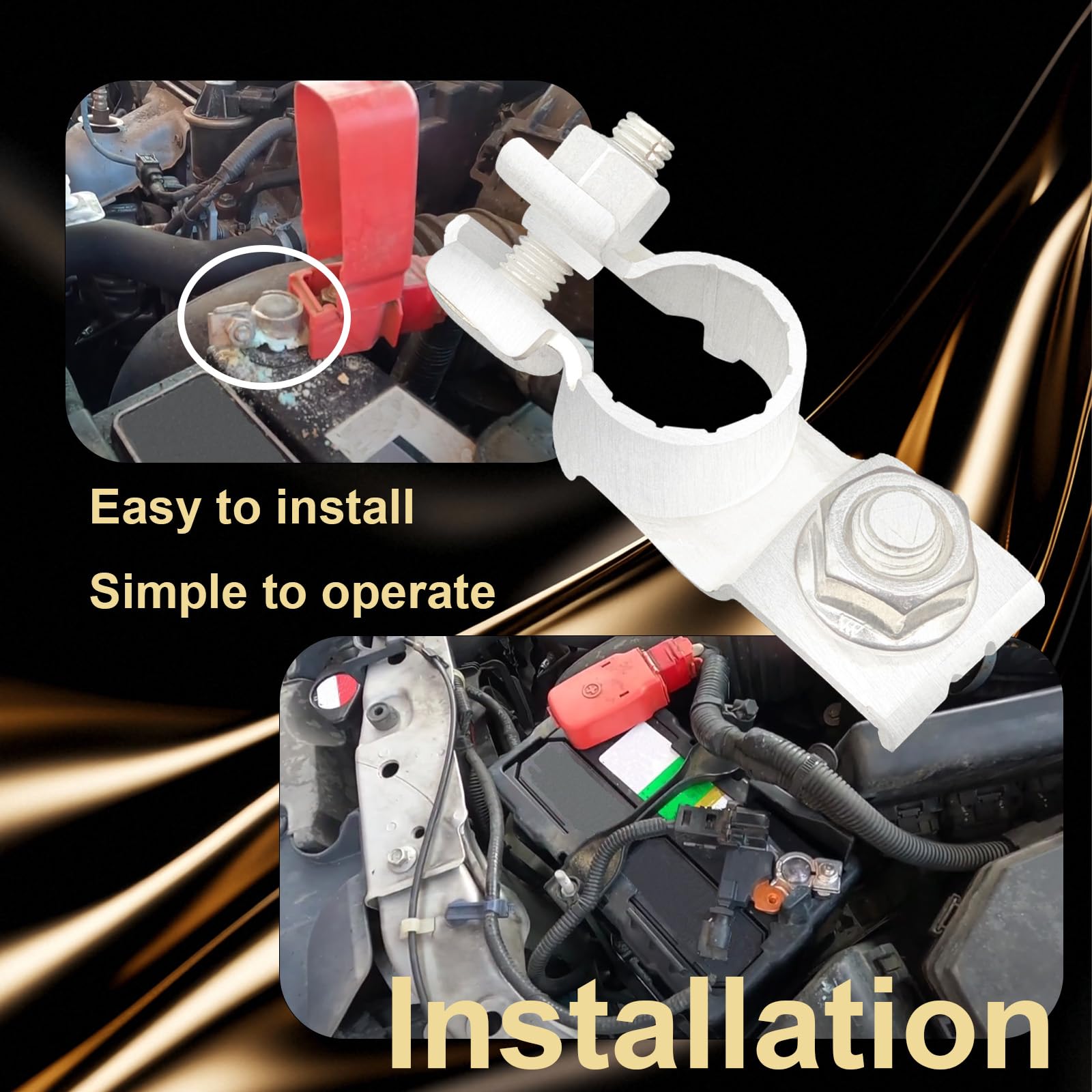 Terminal de batería positivo con tuerca compatible con Honda Civic 2006-2015 Acura ILX 2013-2015 MDX 2014-2015 Nissan Z 2023-2024 Reemplazo # 32418-RNA-A01