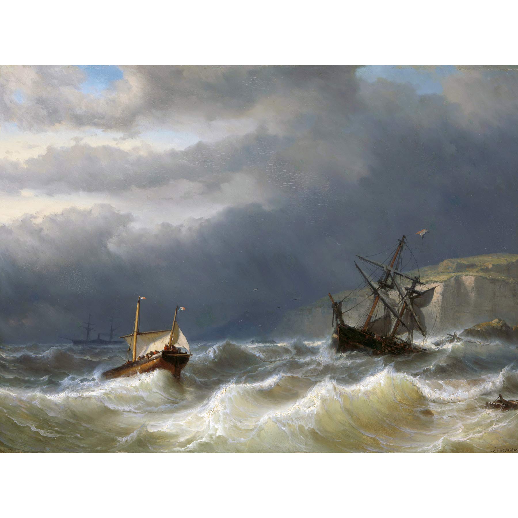 Artery8 Meijer Storm Strait Dover Ships Seascape Painting Large Wall Art Poster Print Thick Paper 18X24 Inch
