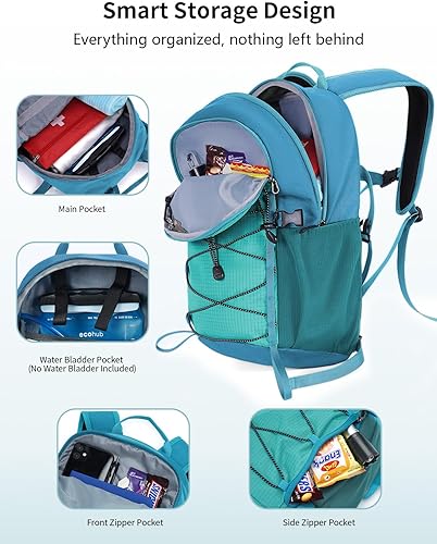 Miniatura 3 de ECOHUB Mochila pequeña de senderismo para hombres y mujeres, mochilas de viaje ligeras de 20 litros, resistentes al agua, para acampar, ciclismo,