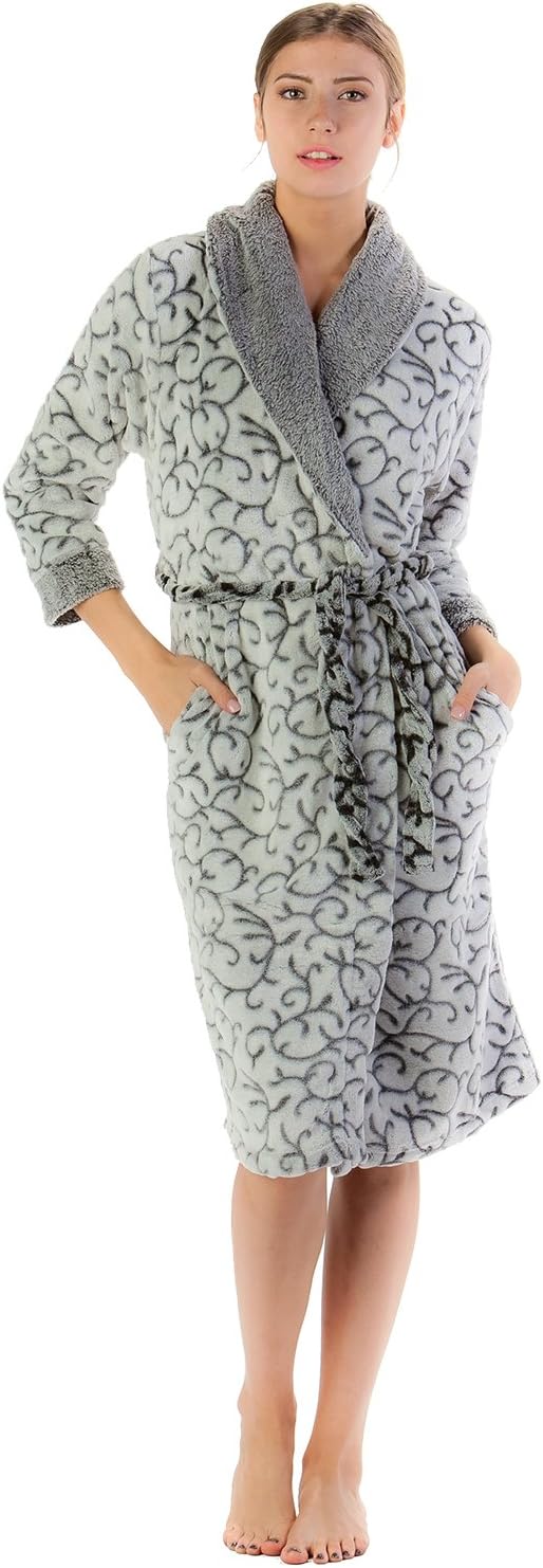 Casual Nights Women's Long Fleece Plush Robe Soft Feeling Bathrobe