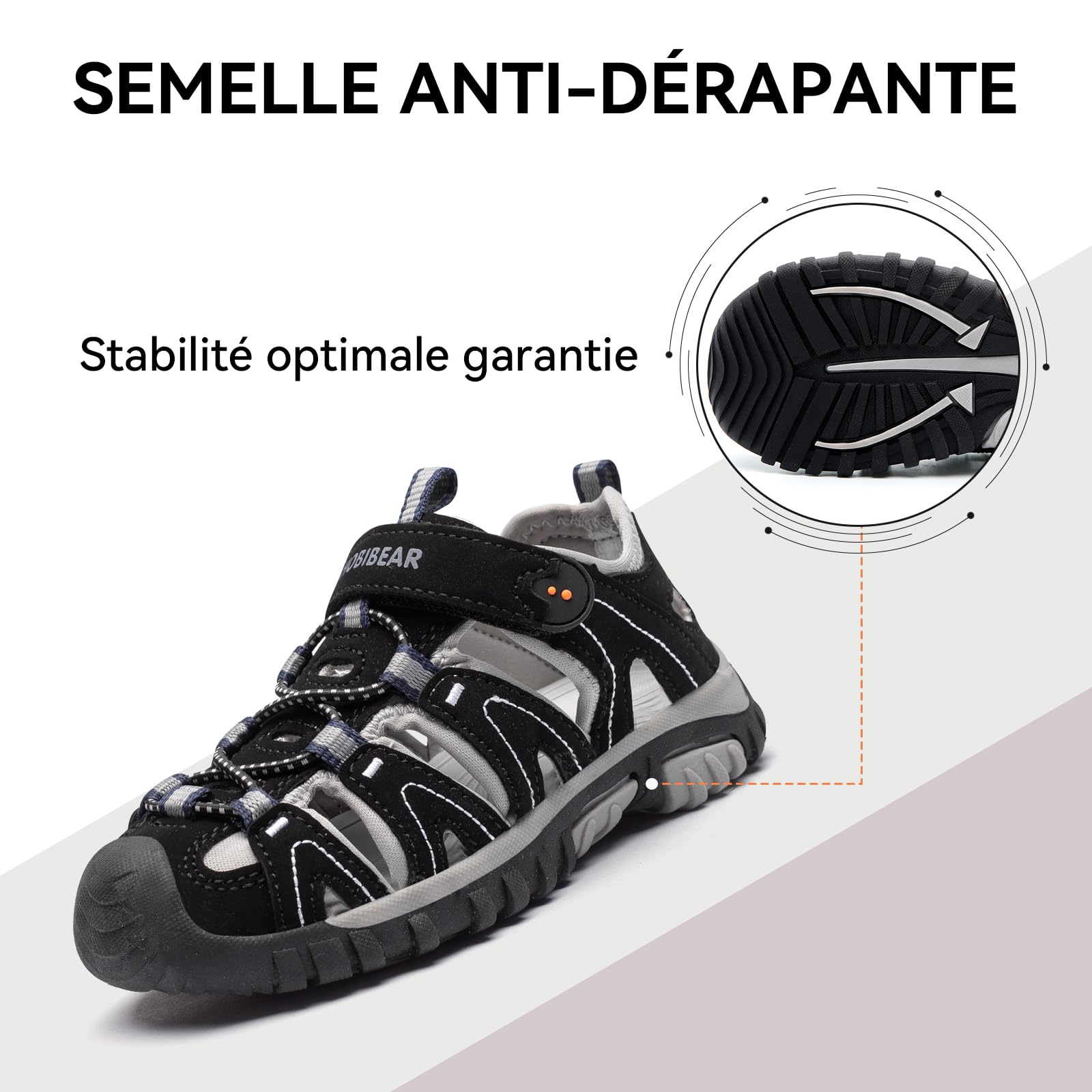 HOBIBEAR Sandalias de Trekking para Niños - Calzado Deportivo Cerrado Antideslizante, Transpirable para Senderismo, Exterior y Verano - Niños/Niñas