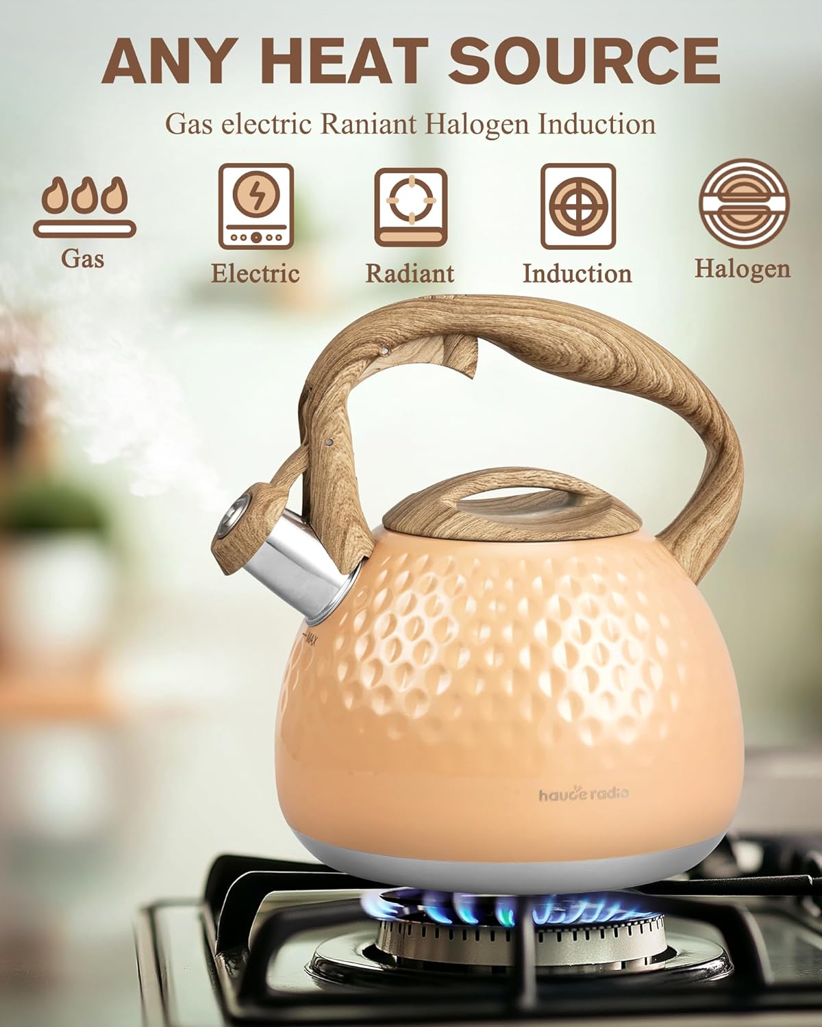 Tea Kettle,2.5 Quart Stovetop Tea Kettles Loud Whistle,Food Grade Stainless Steel Water kettles for Stove Top with Anti-hot Ergonomic Handle,Suitable for All Heat Sources