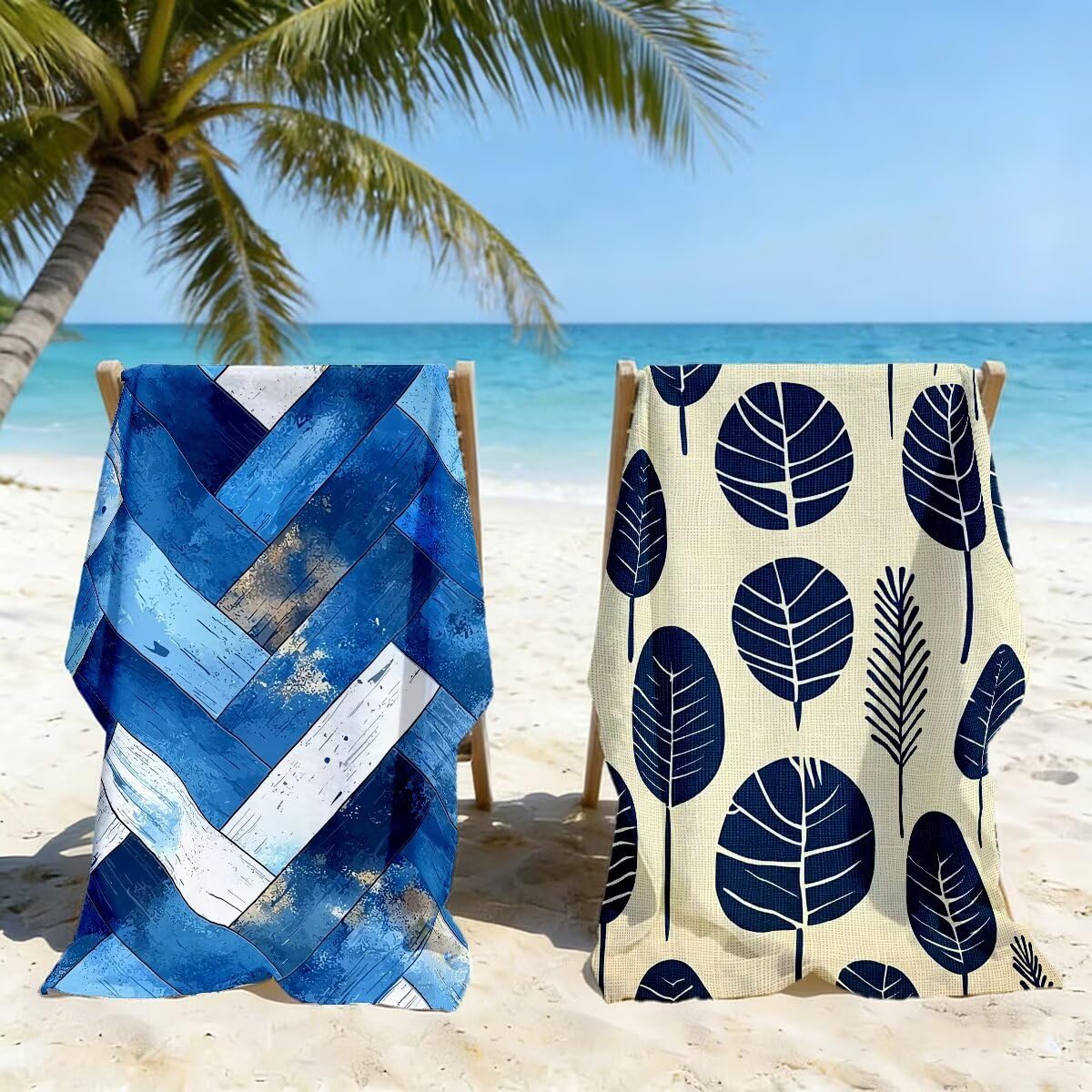 Toalla Playa 100x220 cm, Toalla Gimnasio Microfibra Secado Rapido, Juego de 2 Antiarena Toallas de Playa, Ligera Compacta Toallas Microfibra Grande para Viaje, Regalo Hombre Regalo Mujer (Retro) -5043