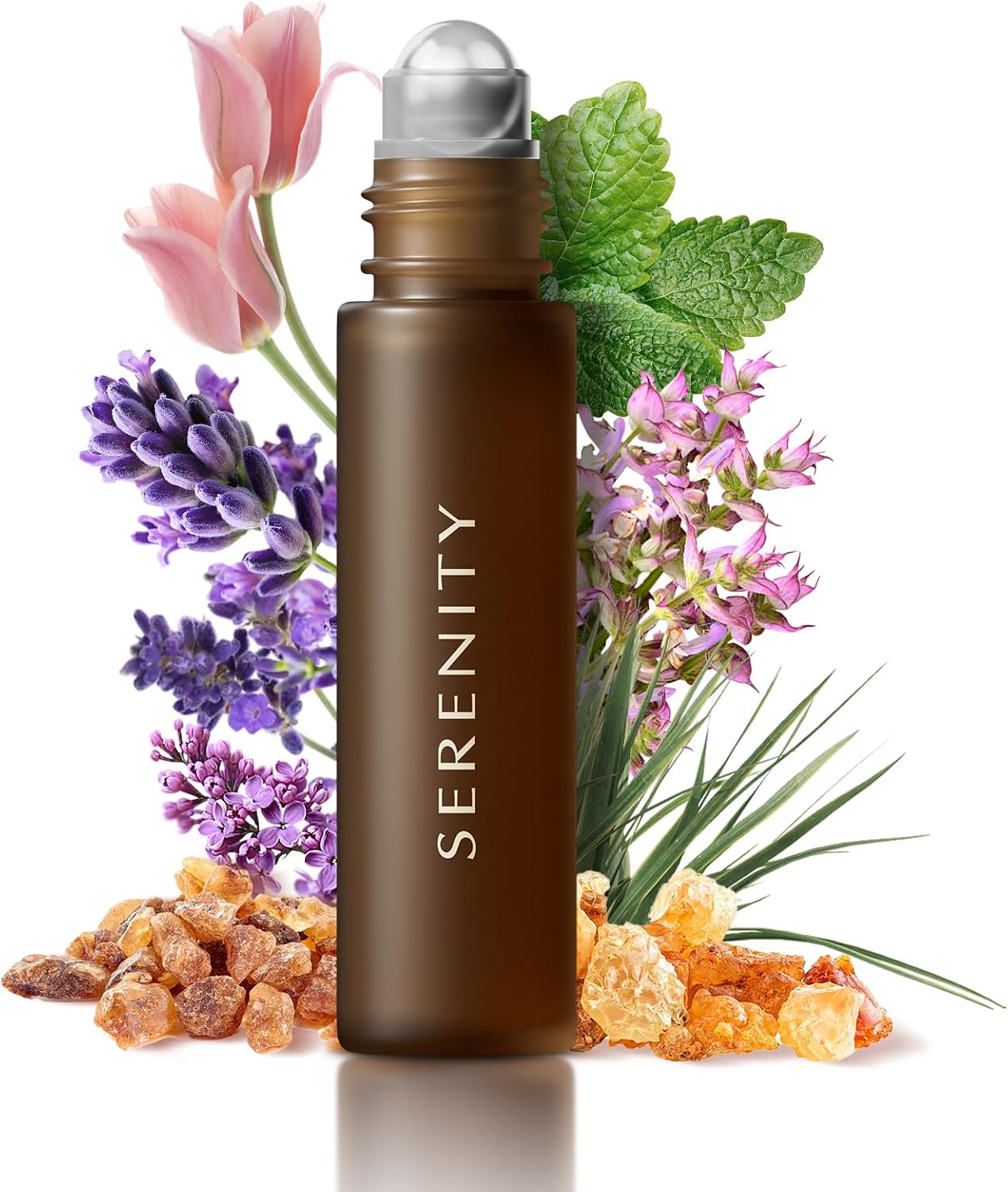 Serenity Calming Roll-On Essential Oil Blend for Stress Relief - with Lavender, Frankincense & Myrrh - 10ml Travel Size, Prediluted & Skin-Safe for Relaxation & Aromatherapy