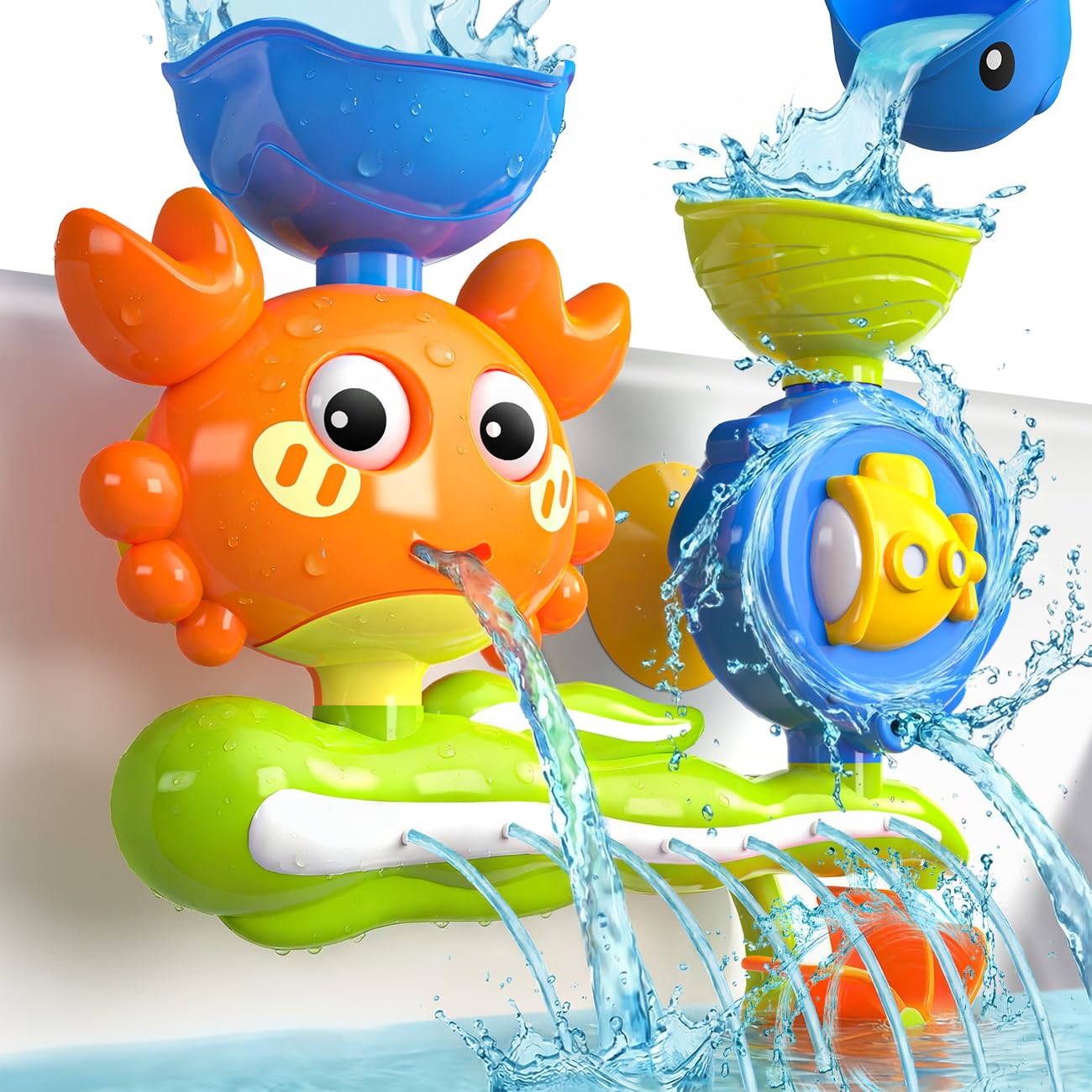 Badespielzeug für Kinder 1-3 Jahre: AB 1 Jahr Wasserspielzeug,Wasserspiel-Krabbe,Badewannenspielzeug & Outdoor, Lernspielzeug Geschenk für Junge Mädchen Baby Geburtstag, Geschenk zum Geburtsta,Draußen