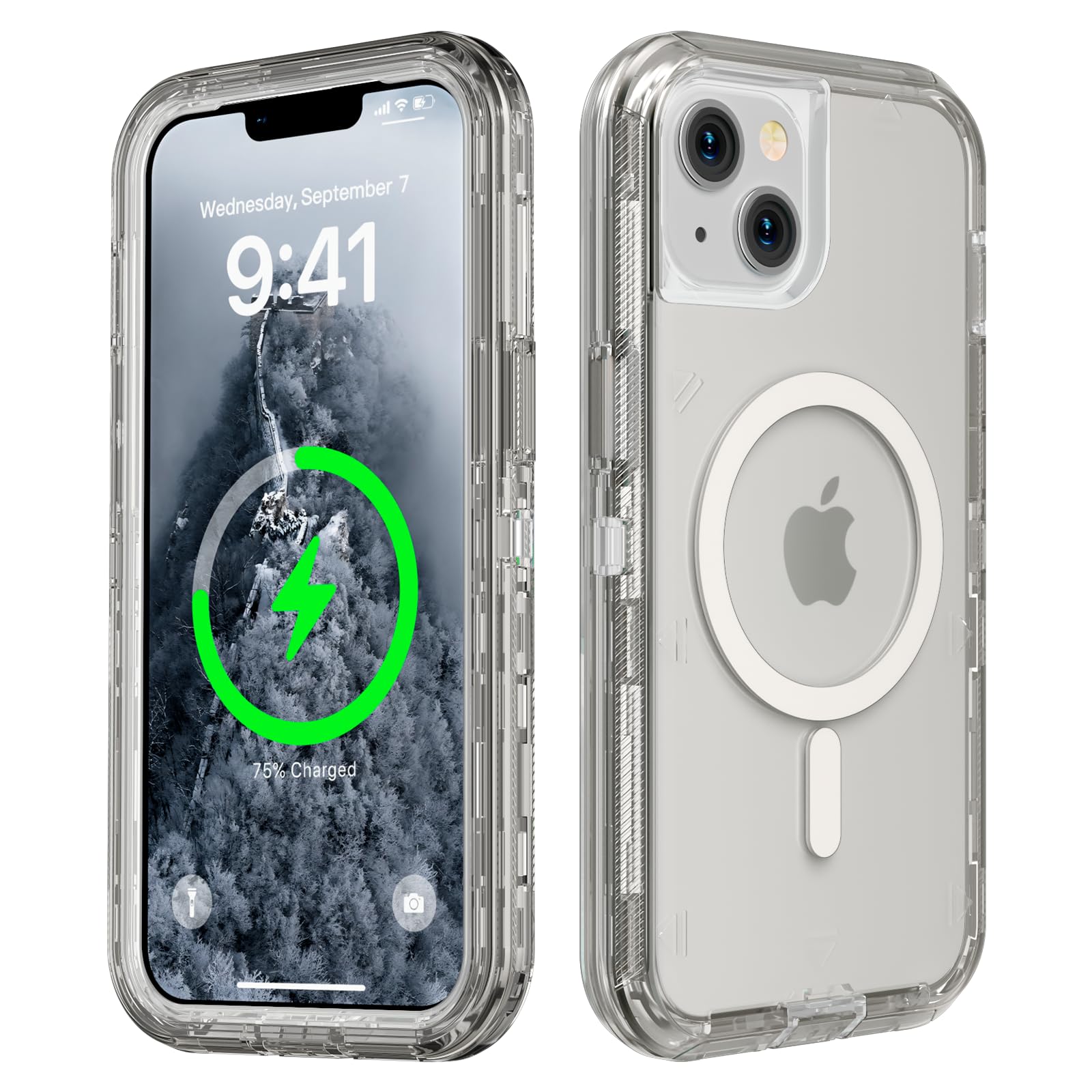 Follaroma for iPhone 13 Case, Compatible with MagSafe, Durable Dual Layer Transparent Magnetic Phone Cases, Heavy Duty Shockproof and Anti-Drop