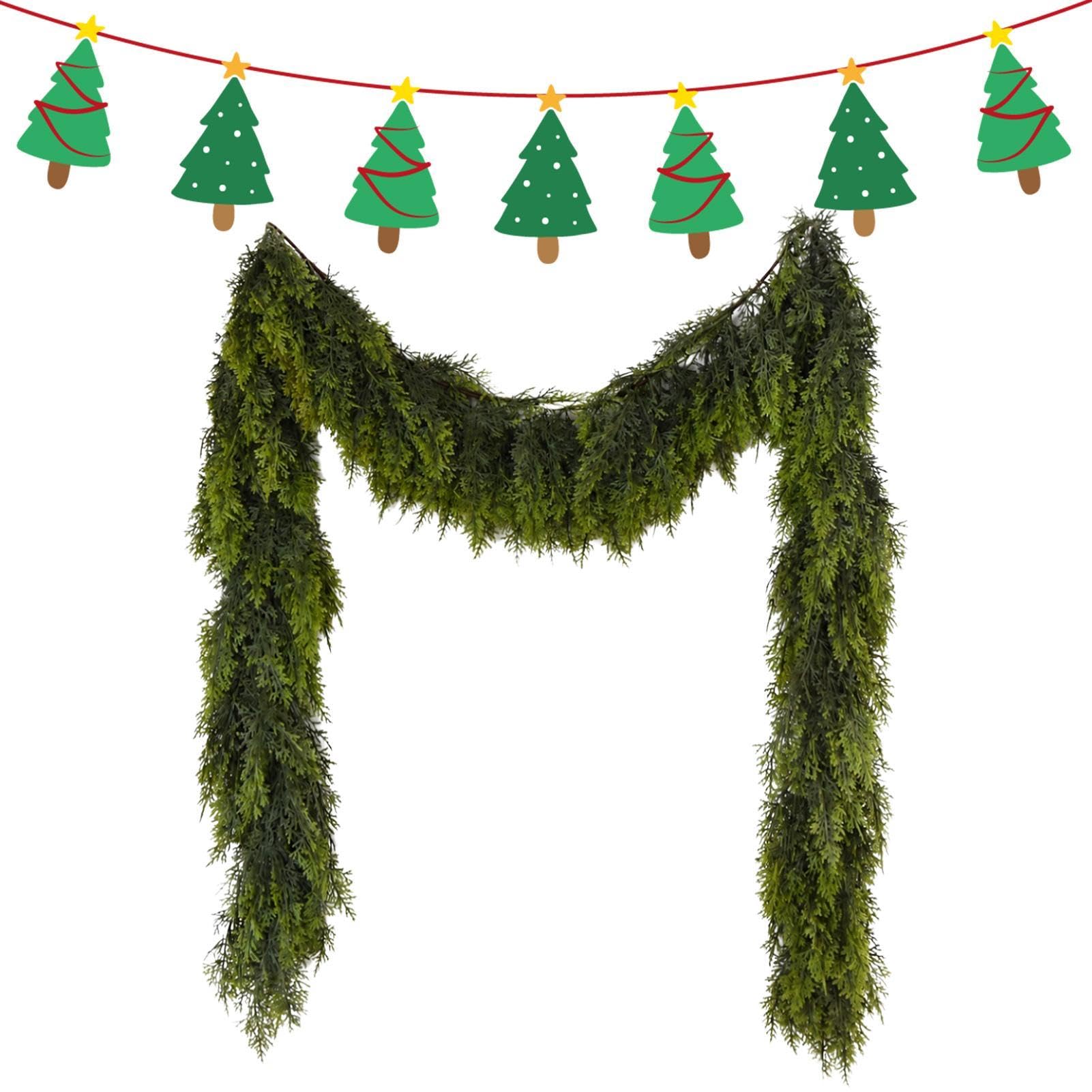 Guirlande de Noël pour cheminée - Cèdre artificiel - Décoration de fête
