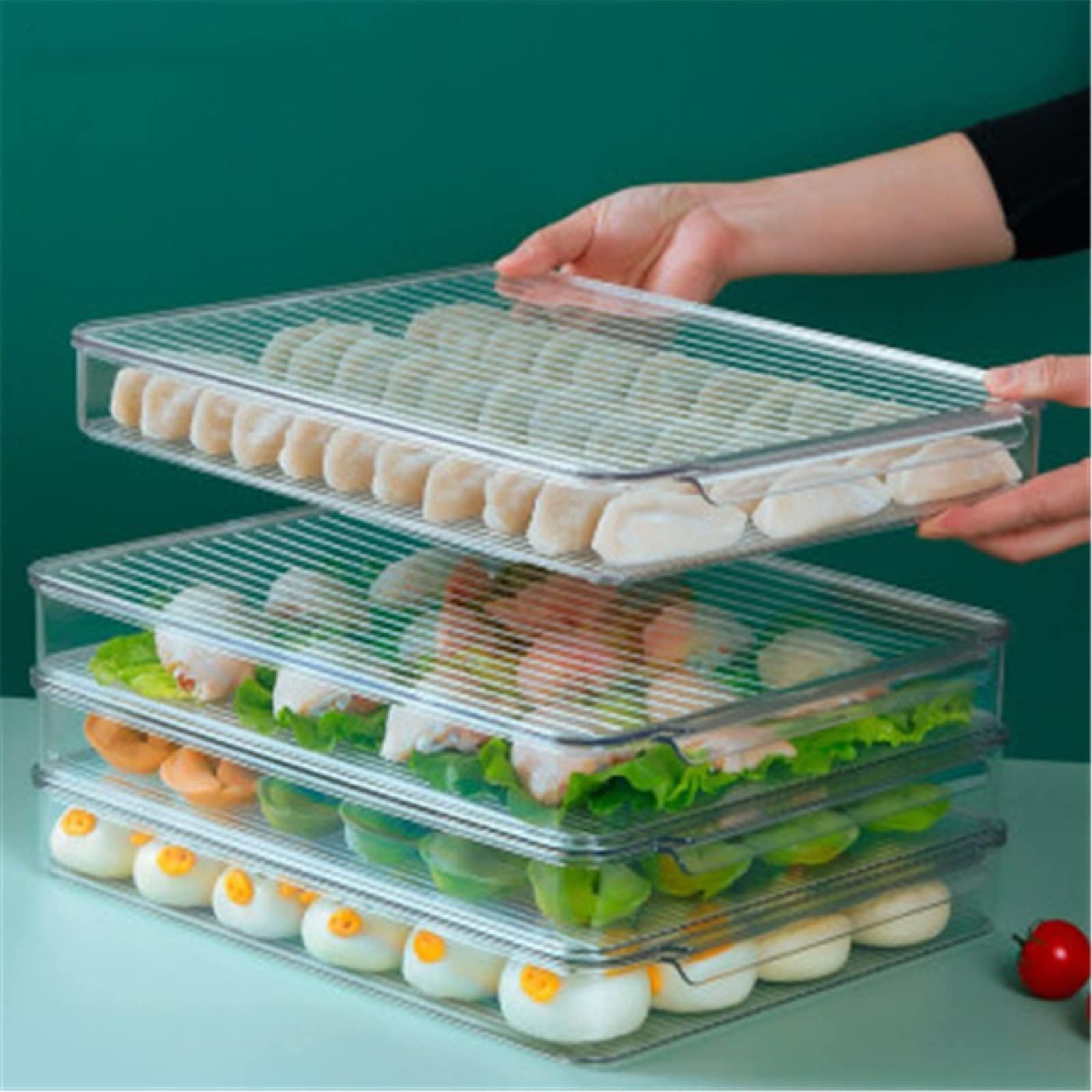 Dumplings Storage Box Dumpling Box Chaos Storage Box Refrigerator Cold Quick-frozen Fresh-keeping Box Multifunctional Storage Box (Color : Clear, Size : 3pcs)