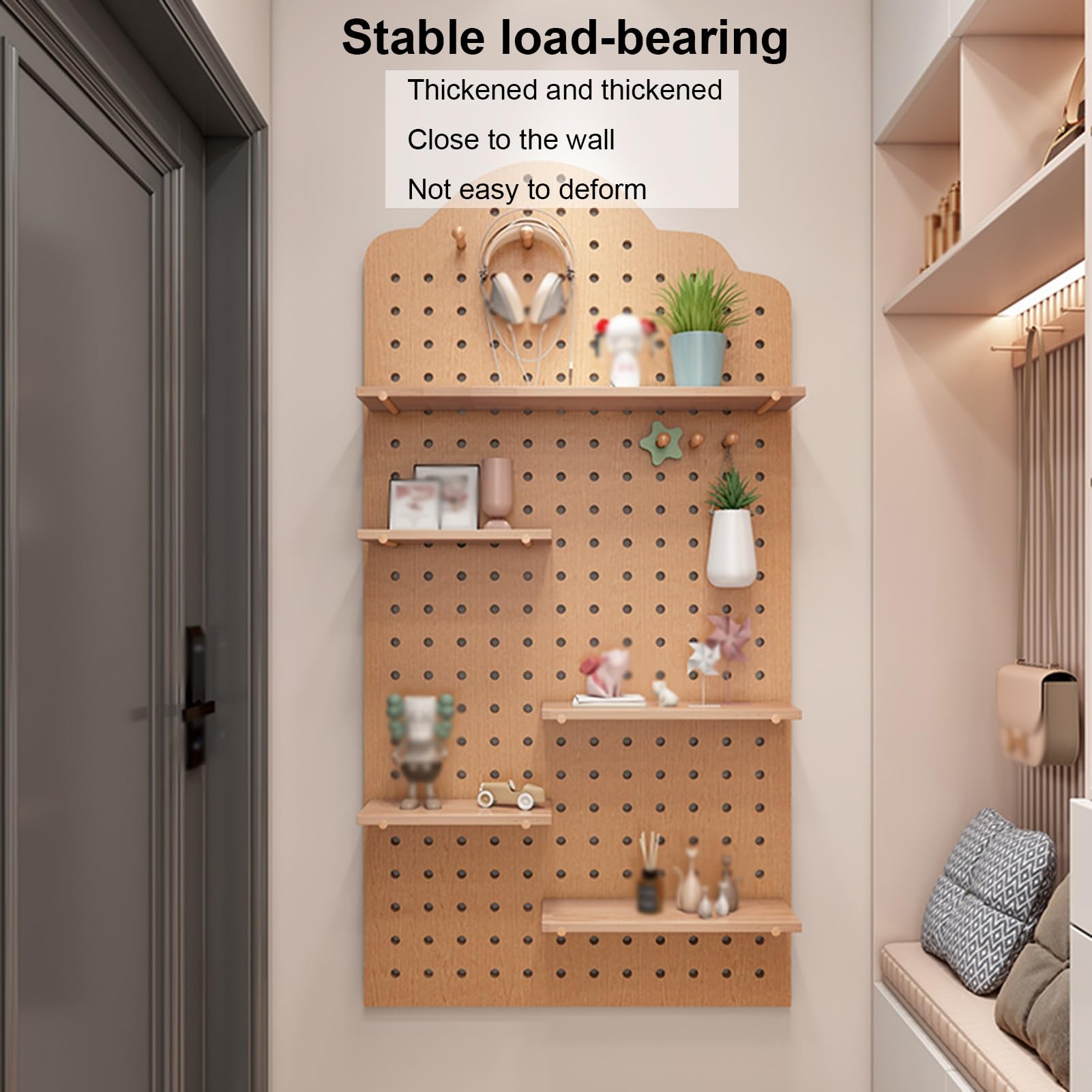 Regulowany drewniany pegboard, narzędzie do samodzielnego wykonania, panele do przechowywania i ekspozycji, perforowany stojak ścienny z haczykami, dekoracyjny zielony pegboard do kuchni i garażu (60
