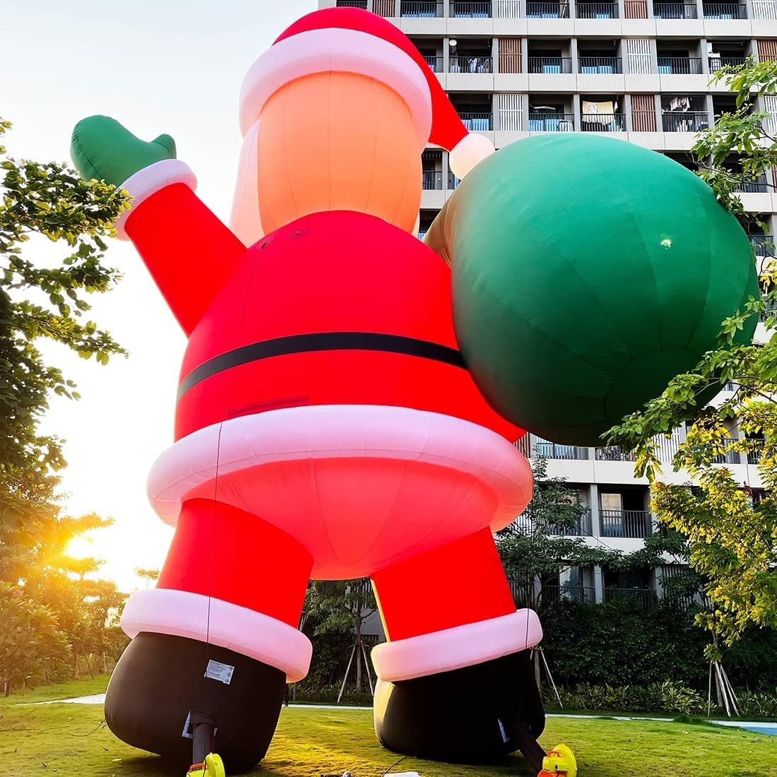 OZIS Giant 40Ft Christmas Inflatable Santa Claus Holding Bag with Blower Outdoor Decorations, Huge Premium Inflatable Santa Blow Up Yard Décor for Holiday Patio Lawn