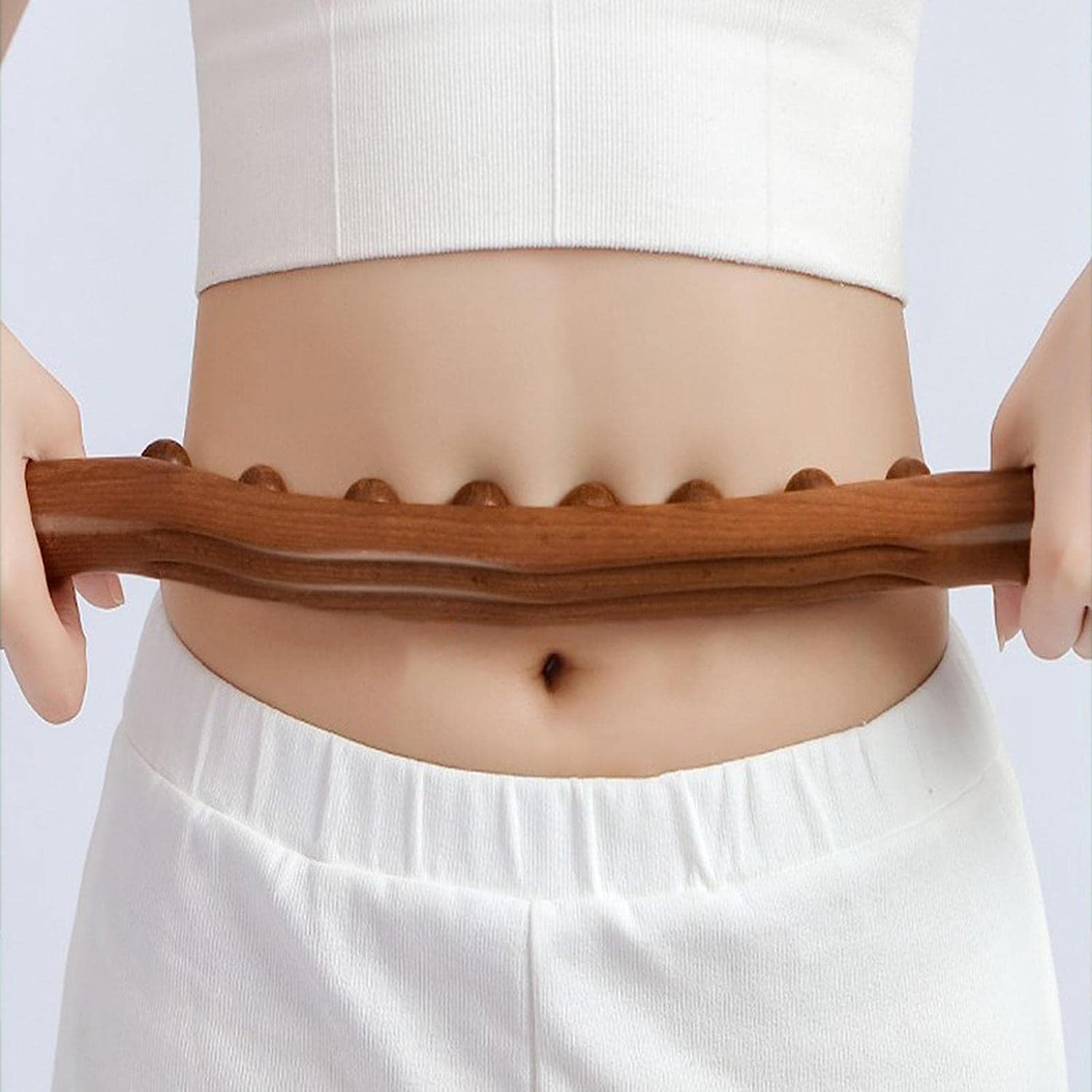 Alark Gua Sha 1 Line Black Wood Massage Stick Tools Wooden Therapy Scraping Lymphatic Drainage Massager, 8 Beads Point Treatment Gua Sha Tools With Waist Back Leg Whole Body For Belly Waist Thigh