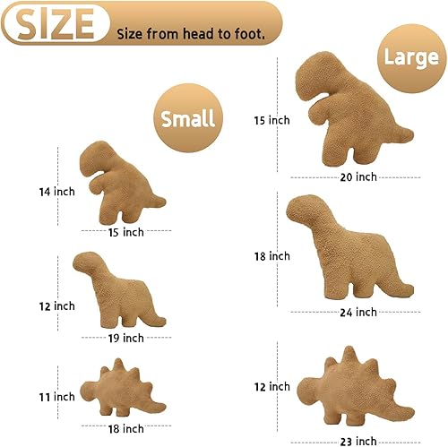 Miniatura 2 de Peluche de pepita de dinosaurio, almohada grande de 20 pulgadas con forma de pepita de dinosaurio, divertida almohada de pepitas de pollo con