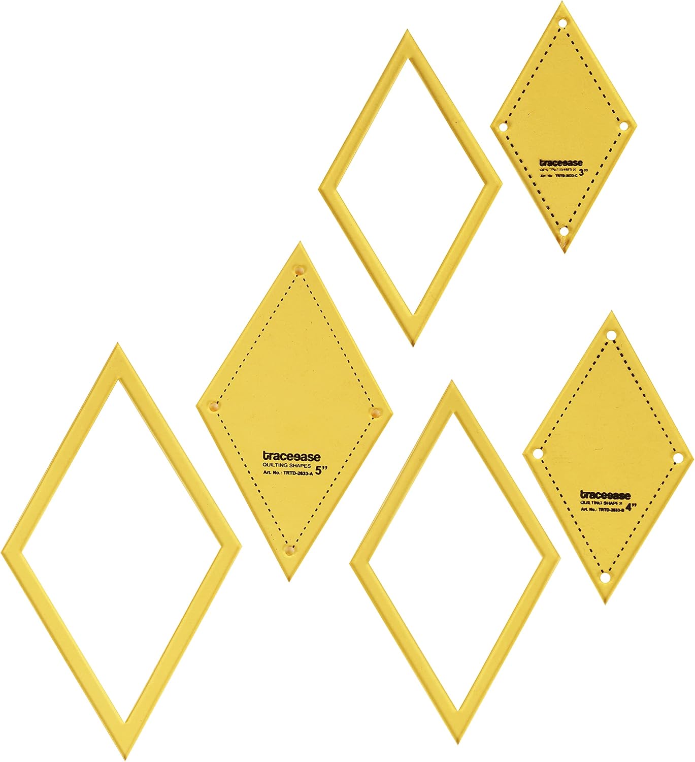 Traceease Rhombus Quilting Template Stencils Set of 3, 3"/4"/5" inches DIY Sewing Quilt Patchwork templates for Quilting-GS