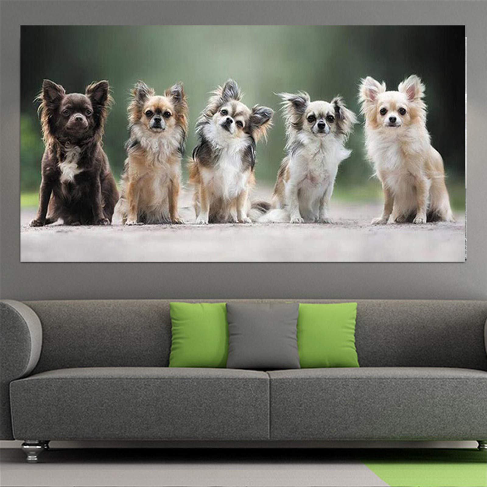 Peinture diamant grand format chihuahua toile canevas strass cristal broderie de luxe