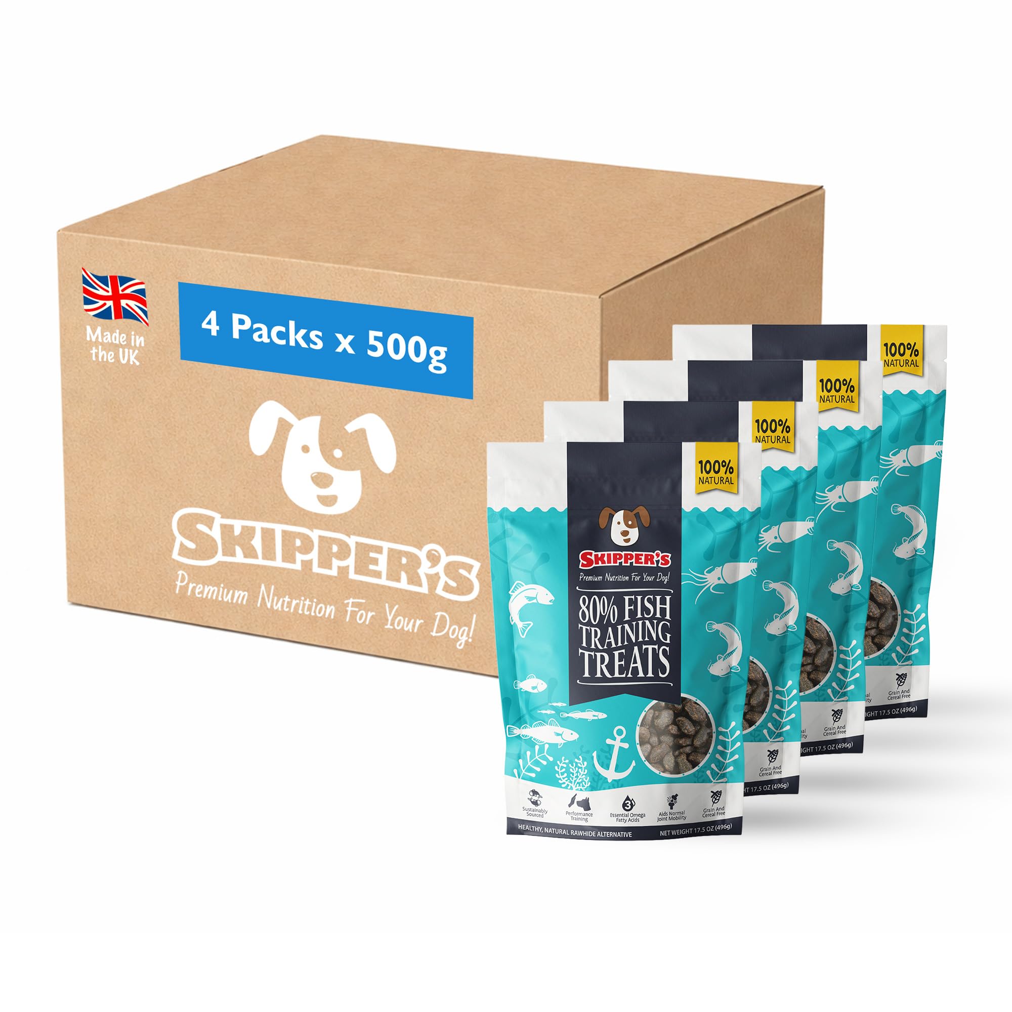 SKIPPER'S Training Treats for Dog Chews and Puppy Training Treats - Source of Omega 3, Grain Free, Good for Digestion 100% Natural Ingredients No Additives (500g (Pack of 4)) — image 1