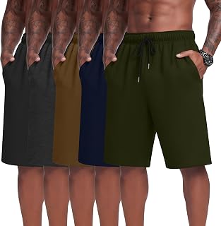 5 Pack Men's Big and Tall Sweat Shorts 9" Drawstring Elastic Waist Bermuda Casual Athletic Workout with Pockets