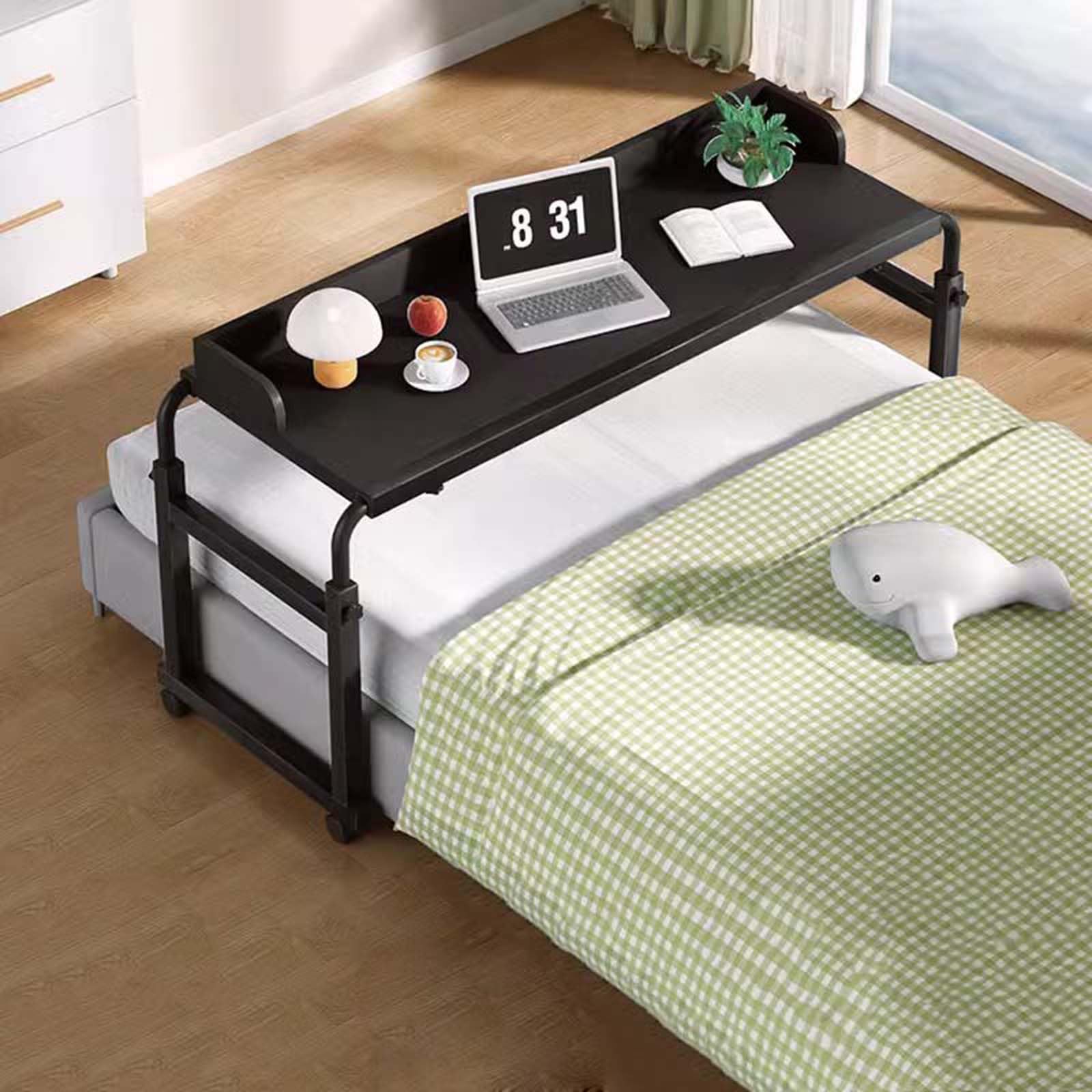 Tavolino A Croce,Alimenti Scrivania Tavolo Medico Con Rotelle Per Banco Da Lavoro Mobile Per Laptop Tavolino Da Letto Mobile Lunghezza E Altezza Regolabili Del Desktop Scrivania Portaogg(Color:black)