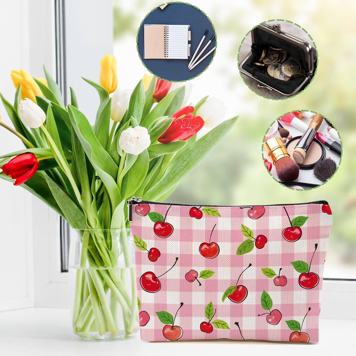 Cherry Makeup Bag Cherry Gifts for Women Girls Friend Daughter image 3