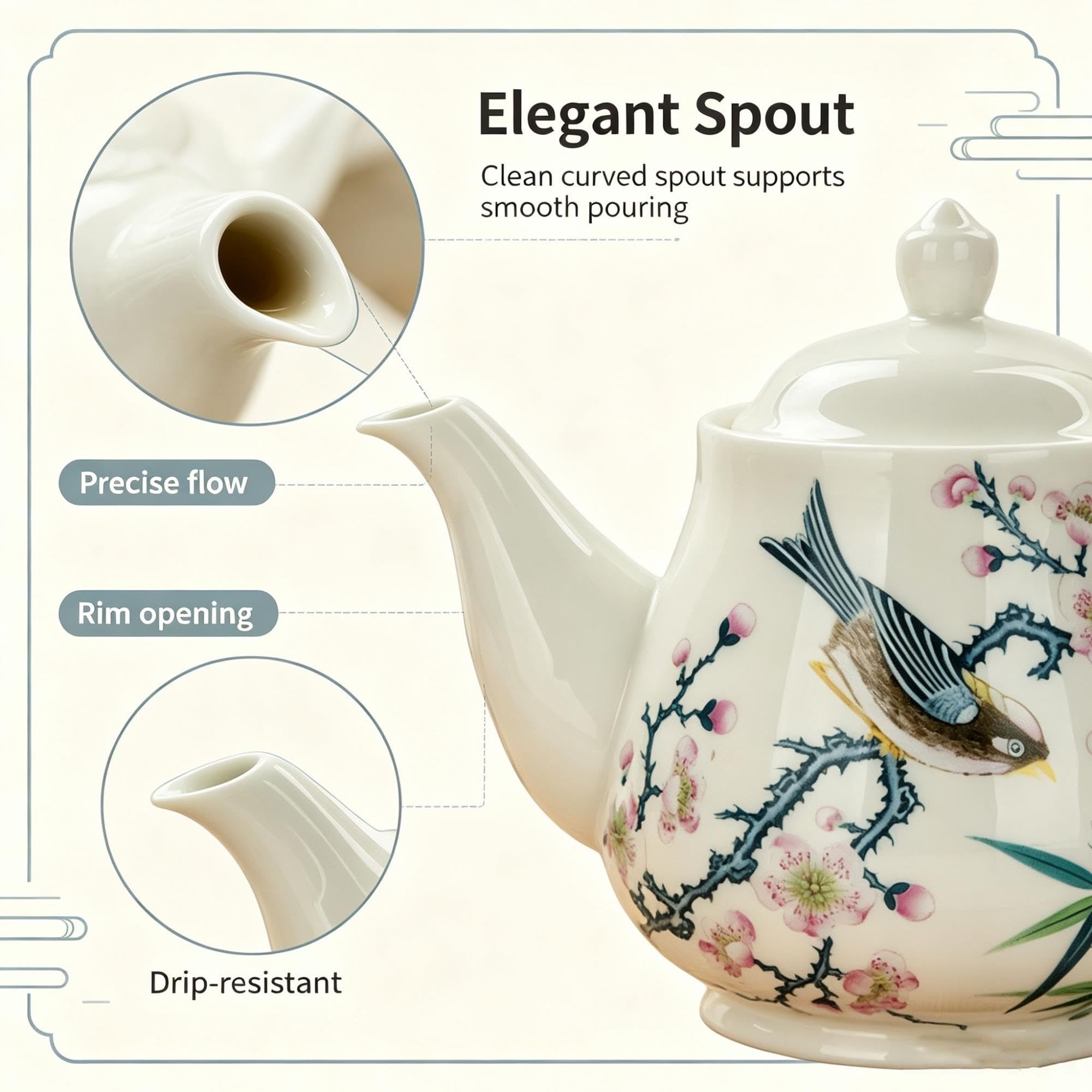 Teiera in ceramica, teiera dipinta a mano decorativa